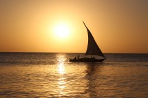 Absolut kitschiger Sonnenuntergang auf Sansibar